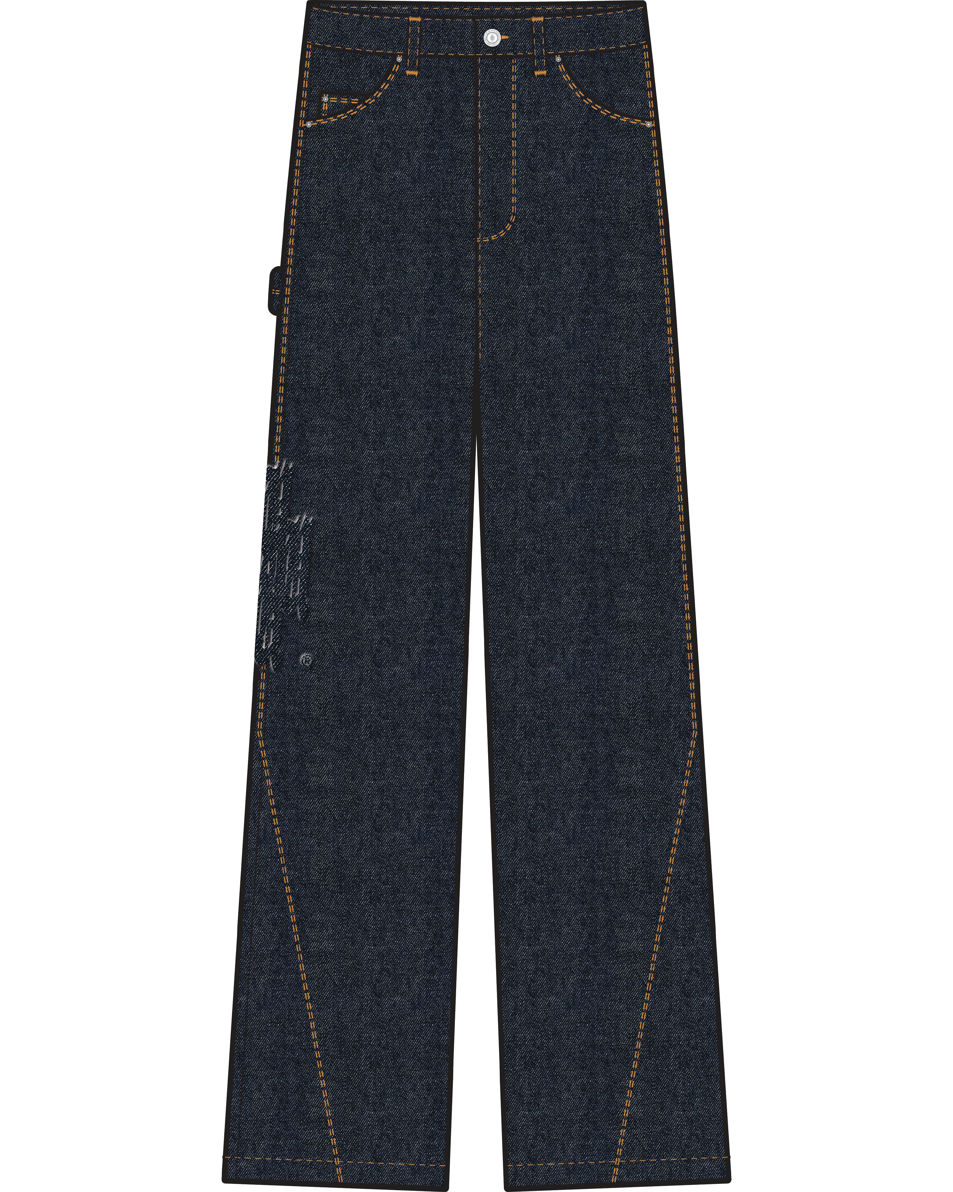 Dark blue jeans on a white background