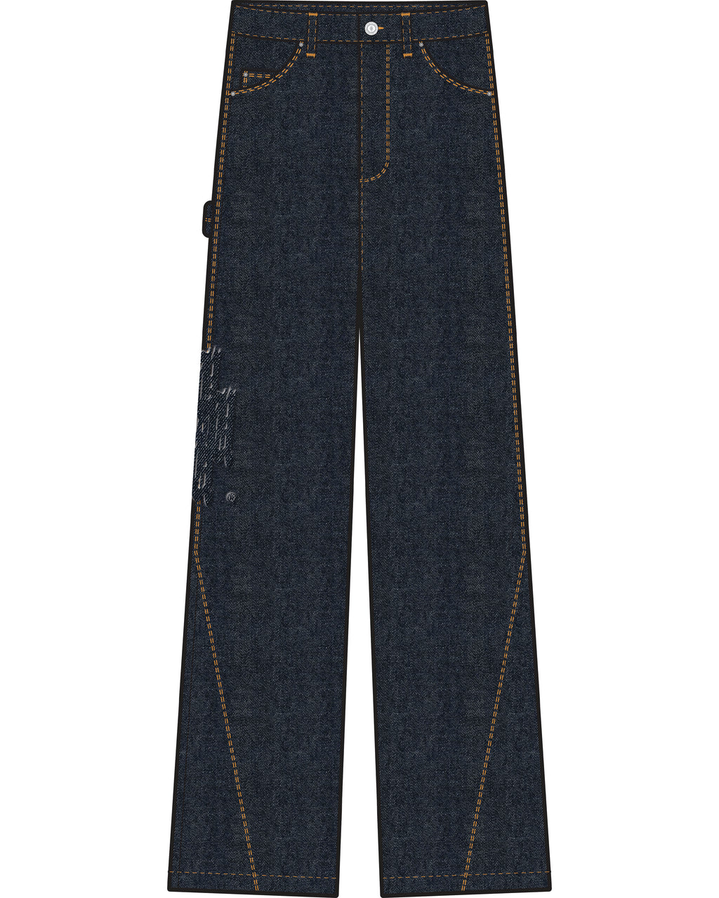 Dark blue jeans on a white background